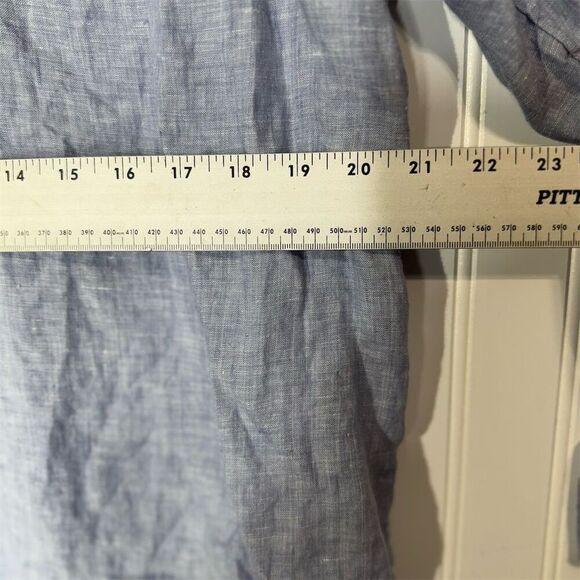 Cynthia Rowley 1X 100% Linen Chambray Blue Tunic Shirt Top Boho Beachy Preppy - Picture 4 of 7